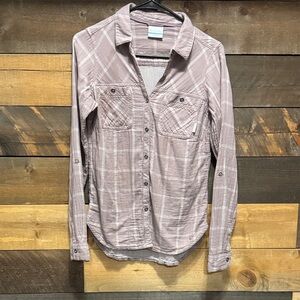 Button-Front Plaid Shirt in Mauve by Columbia